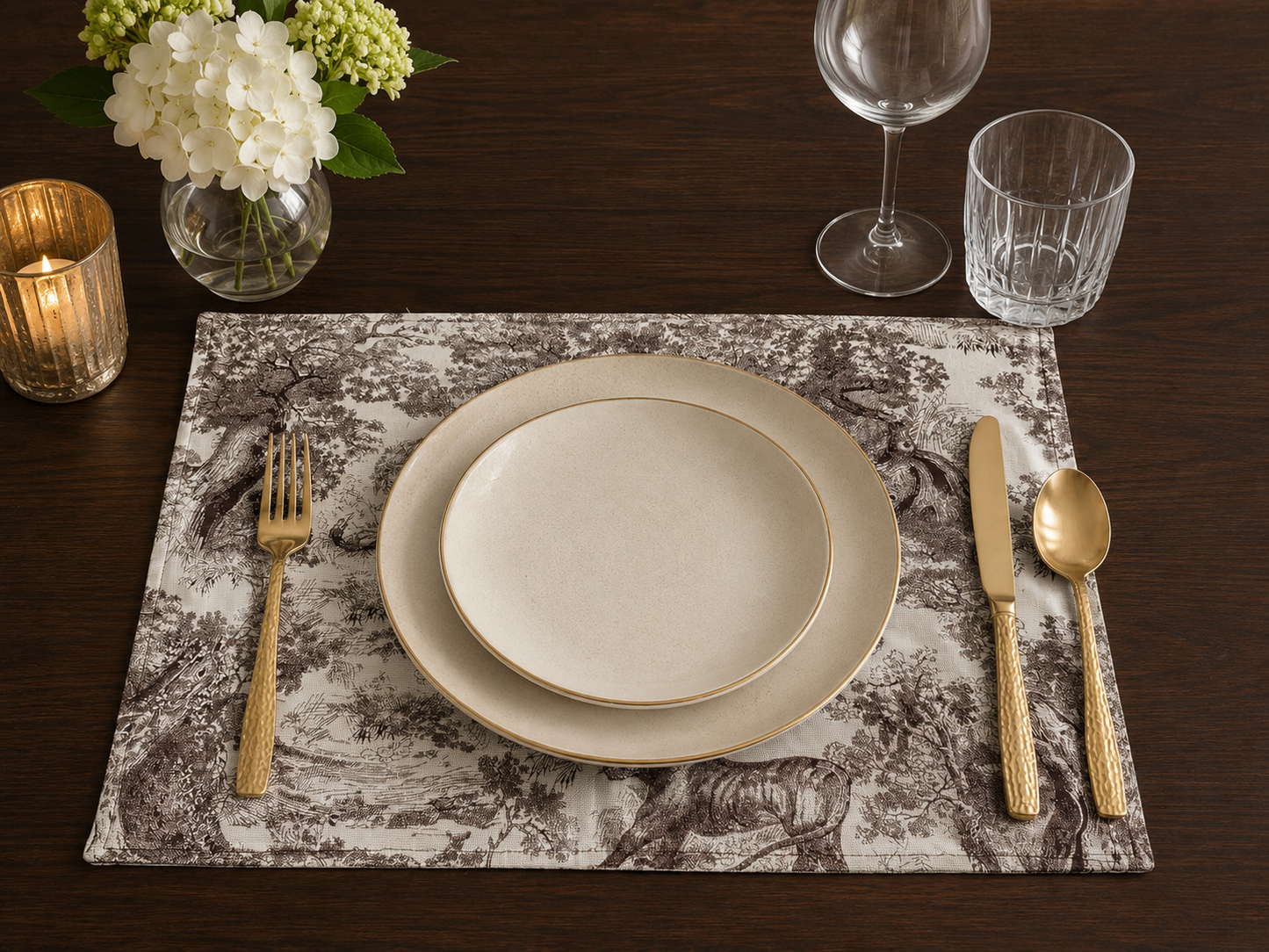 Toile De Jouy Placemats - Mink (Set of 4)