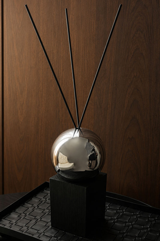 Spherical Steel and Wooden Diffuser Reed sticks included