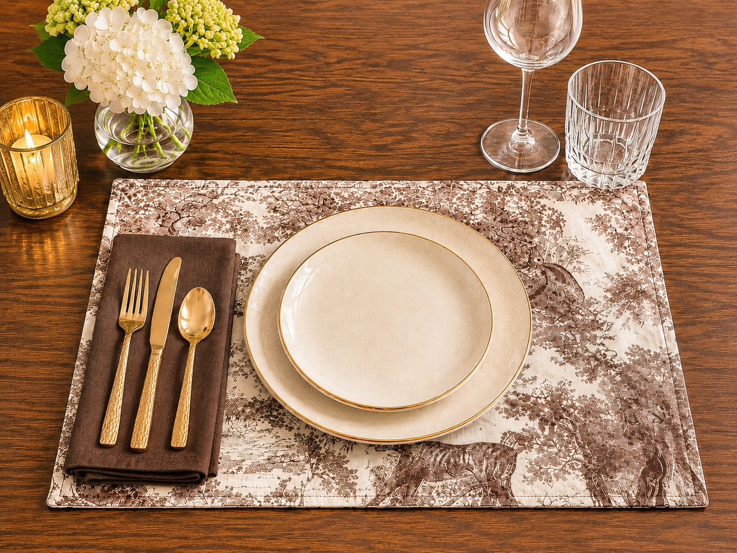 Toile De Jouy Placemats - Mink (Set of 4)