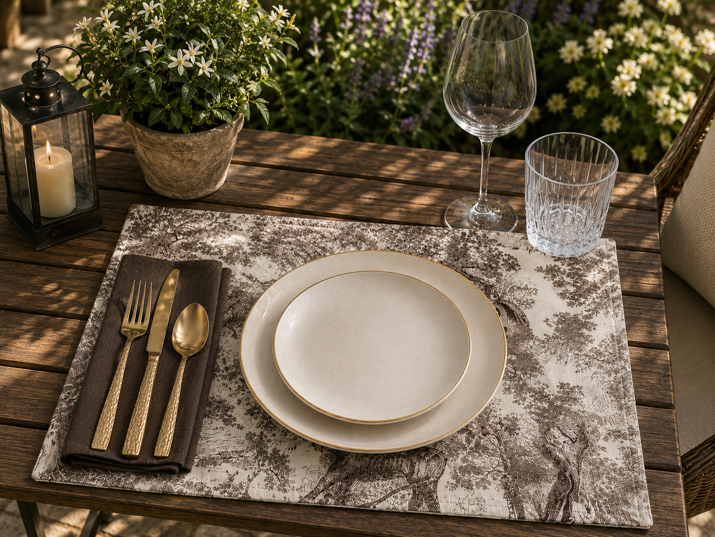 Toile De Jouy Placemats - Mink (Set of 4)