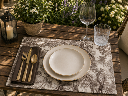 Toile De Jouy Placemats - Mink (Set of 4)